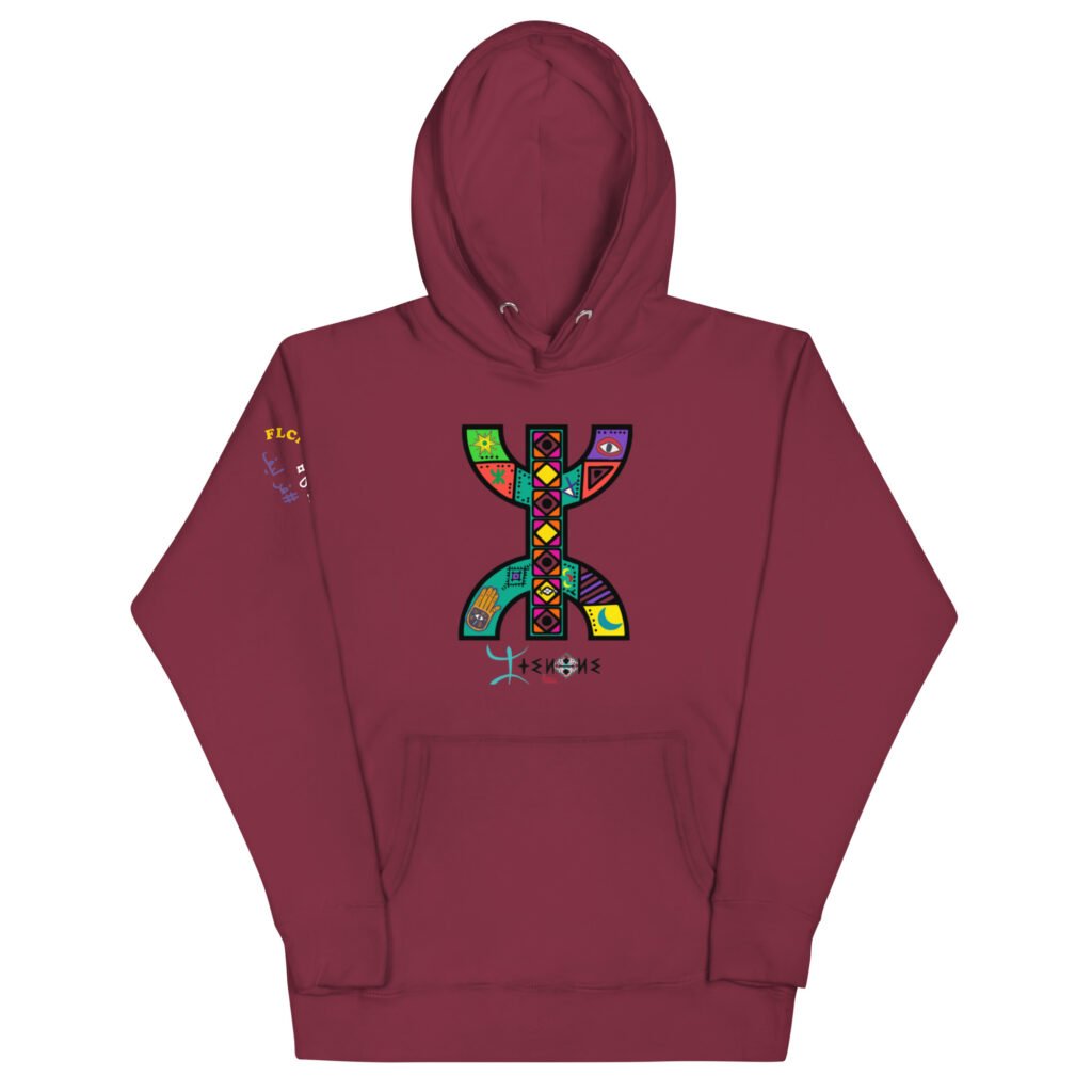 our signature,front back and side printed YAZ amazigh man,Tellili Unisex Hoodie